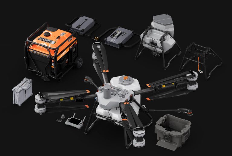 Kit completo del DJI Agras T100: dron, cargador C12000, baterías DB2160 y RC Plus